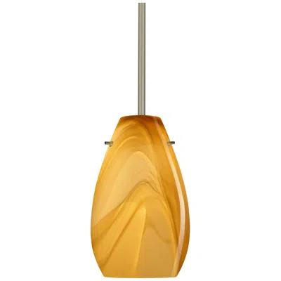 Besa Pera 9 1/2" High Honey/satin Nickel Stem Pendant - Made To Order