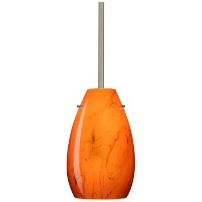 Besa Pera 9" High Habanero And Satin Nickel Led Mini Pendant Made To Order