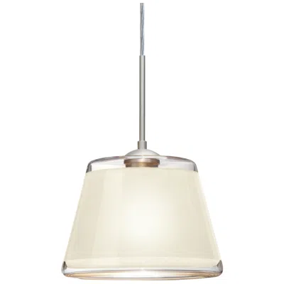 Besa Pica 9"w White Sand/satin Nickel 1-light Mini Pendant Made To Order In Pink
