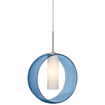 Besa Plato 12" Wide Blue Glass Ring Mini Pendant