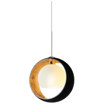 Besa Pogo 6 1/4"w Satin Nickel And Black Glass Led Mini Pendant - Made To Order