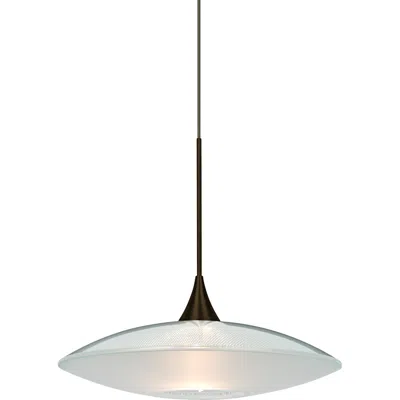 Besa Spazio 8 3/4"w Bronze Clear W/ Frost Glass Mini Pendant Made To Order