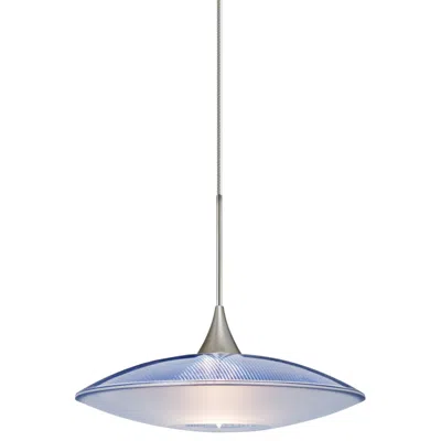 Besa Spazio 8 3/4"w Nickel Blue-frost Glass Led Mini Pendant - Made To Order