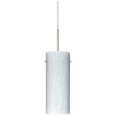 Besa Stilo 10" High Carrera/satin Nickel Pendant Light - Made To Order In White