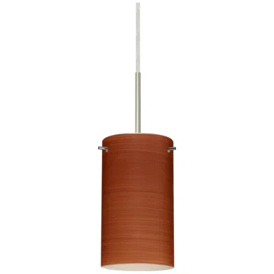 Besa Stilo 7" High Cherry/satin Nickel Mini Pendant - Made To Order In Brown