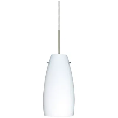 Besa Tao 5" Wide Opal Matte/satin Nickel 1-light Mini Pendant Made To Order In White