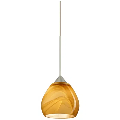 Besa Tay Tay 4 1/4" Wide Honey/satin Nickel Led Mini Pendant Made To Order In Brown
