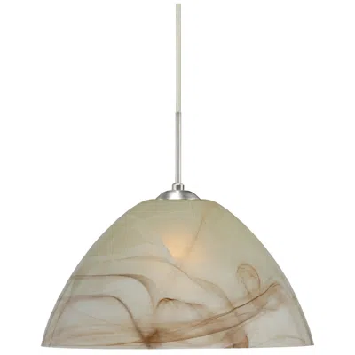 Besa Tessa 10 1/2" Wide Mocha/satin Nickel Pendant - Made To Order In Brown