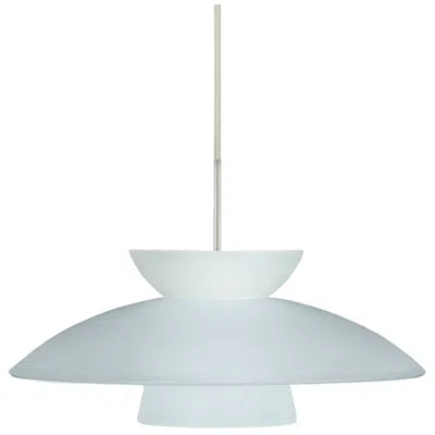 Besa Trilo 15" Wide Frost/satin Nickel Pendant - Made To Order In Blue