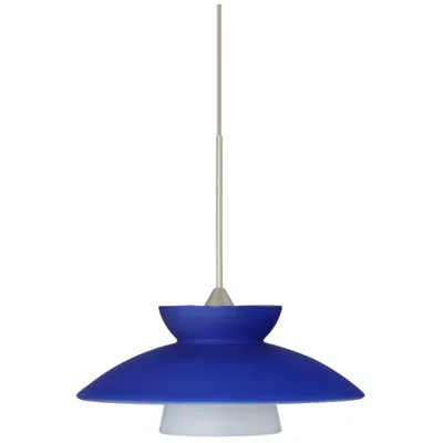 Besa Trilo 7" Wide Blue Matte/satin Nickel Mini Pendant - Made To Order
