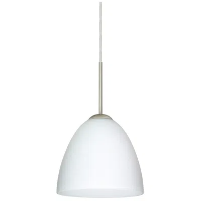 Besa Vila 7" Wide Opal Matte/satin Nickel Mini Pendant Light Made To Order In White