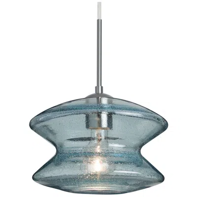Besa Zen 9" Wide Satin Nickel And Blue Bubble Mini Pendant - Made To Order