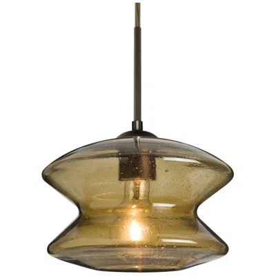 Besa Zen Pendant 9 Wide Satin Nickel Finish In Brown