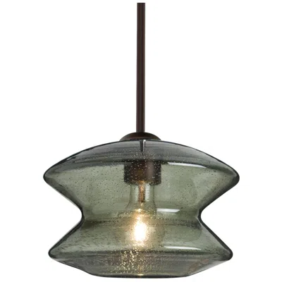 Besa Zen Pendant 9 Wide Satin Nickel Finish In Green