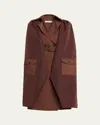 Besfxxk Bomber Layered Trench Coat In Brown