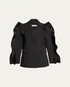 Besfxxk Decon Open-sleeve Ruffle Blazer In Black