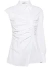 Besfxxk Gathered-detail Asymmetric Shirt In White