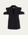 Besfxxk Puffer Cold-shoulder Blazer In Black