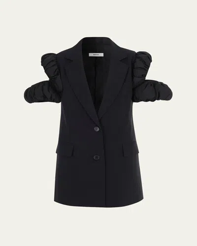 Besfxxk Puffer Cold-shoulder Blazer In Black
