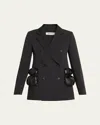 Besfxxk Puffer Pocket Double-breasted Blazer In Black