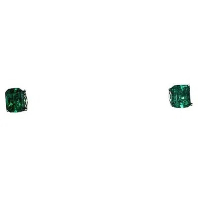 Pre-owned Bespoke 0.53ct Colombian Emerald Solitaire Stud Earrings In 18ct White Gold
