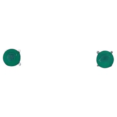 Pre-owned Bespoke 1.43ct Emerald Lab Solitaire Stud Earrings 18ct White Gold