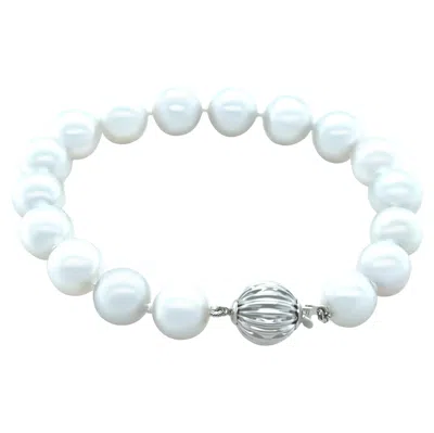 Pre-owned Bespoke 14ct White Gold South Sea Cultured Pearl Knotted Bracelet