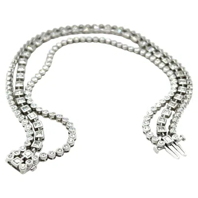 Pre-owned Bespoke 18ct White Gold Diamond Tennis Bracelet 5.52ct 29.0g