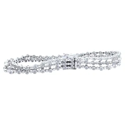 Pre-owned Bespoke 18ct White Gold Three-row Diamond Bracelet 3.40ct 21.85g