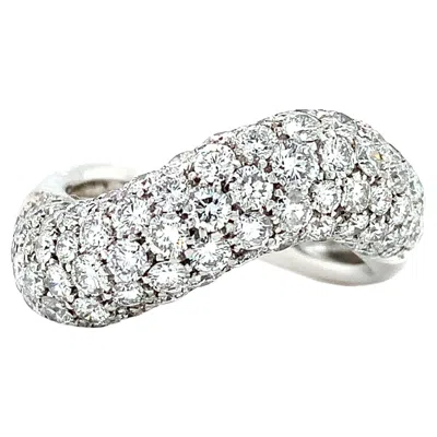 Pre-owned Bespoke 3.50ct Curved Bombe Dome Curved Diamond Pave Ring 18k White Gold