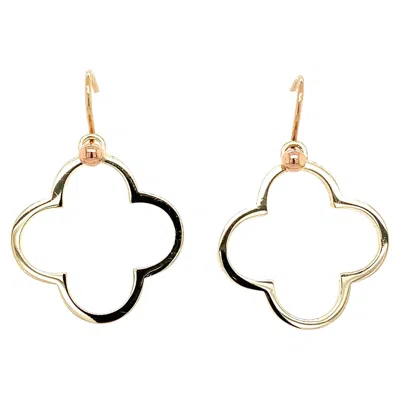 Pre-owned Bespoke 9k Yellow Gold Clover Drop Earrings