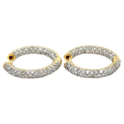 Pre-owned Bespoke Diamond Art Deco Hoops Huggies Earrings 18k Yellow Gold