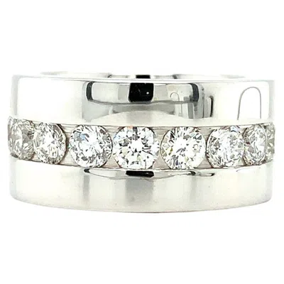 Pre-owned Bespoke Diamond Large Wide Eternity Ring 18ct White Gold
