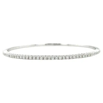 Pre-owned Bespoke Diamond Tennis Bangle Bracelet 18ct White Gold