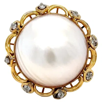 Pre-owned Bespoke Mabé Pearl Cluster Ring 0.20ct In Multi