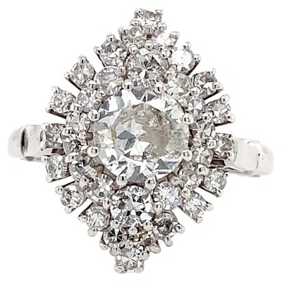 Pre-owned Bespoke Old Cut Diamond Marquise Art Deco Cocktail Ring Platinum In Multi