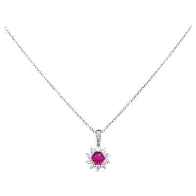 Pre-owned Bespoke Ruby Diamonds Art Deco Jewellery Set 18k White Gold