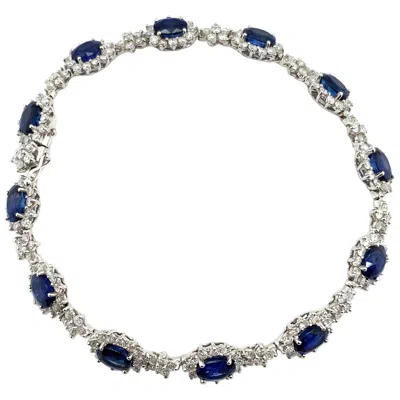 Pre-owned Bespoke Sapphire And Diamond Bracelet 18k White Gold