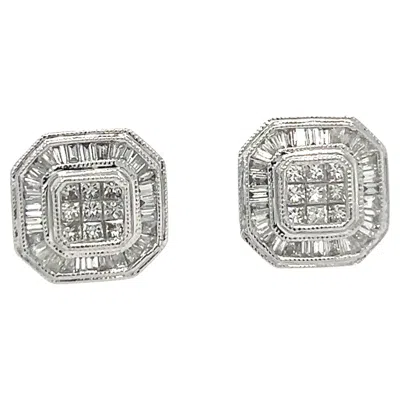 Pre-owned Bespoke Square Cut Diamond Earrings 0.75ct In Multi