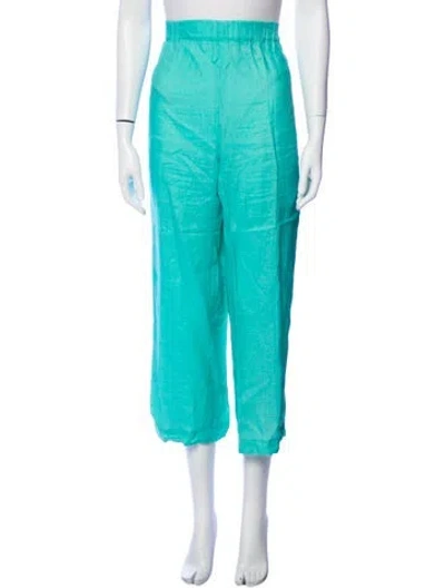 Pre-owned Bessi Linen Wide Leg Pants In Green