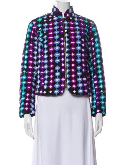 Pre-owned Bessi Silk Plaid Print Blazer In Multi