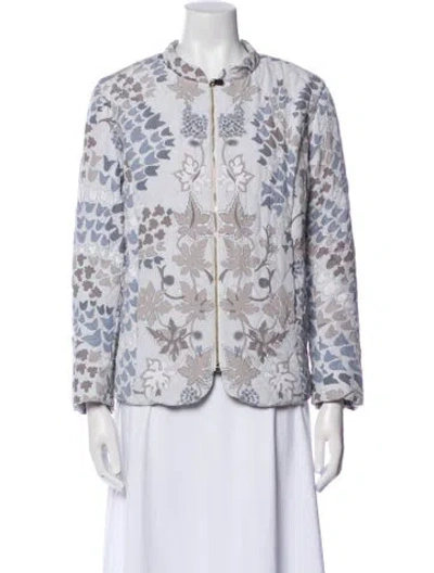 Pre-owned Bessi Silk Printed Jacket In White