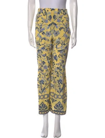 Pre-owned Bessi Silk Straight Leg Pants In Yellow