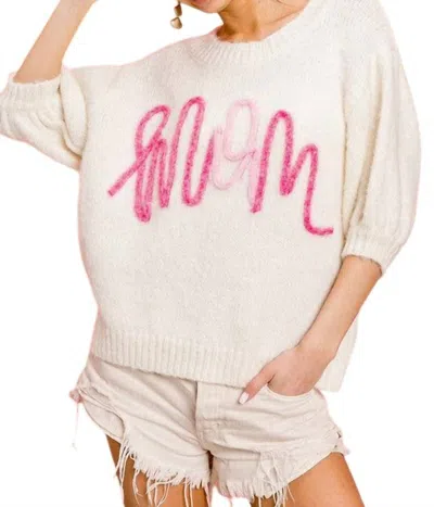 Best & Best Mom Puff Sleeve Sweater In Ivory In Neutral
