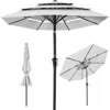 Best Choice Products 10ft 3-tier Patio Umbrella, Market Sun Shade W/ Tilt Adjustment, Easy Crank - Fog Gray