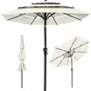 Best Choice Products 10ft 3-tier Patio Umbrella, Market Sun Shade W/ Tilt Adjustment, Easy Crank - Ivory