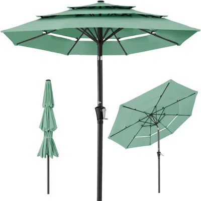 Best Choice Products 10ft 3-tier Patio Umbrella, Market Sun Shade W/ Tilt Adjustment, Easy Crank - Seaglass