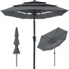 Best Choice Products 10ft 3-tier Patio Umbrella, Market Sun Shade W/ Tilt Adjustment, Easy Crank - Slate