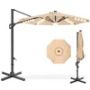 Best Choice Products 10ft 360-degree Solar Led Lit Cantilever Patio Umbrella, Outdoor Hanging Shade