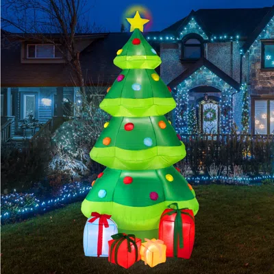 Best Choice Products 10ft Inflatable Christmas Tree, Large Lighted Outdoor Blow Up Decor W/ 10 Led Lights In Green